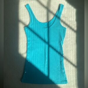 Aeropostale Blue Ribbed Sequins Tank